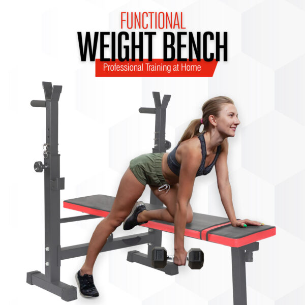 Adjustable Barbell Rack Weight Bench: - Image 4