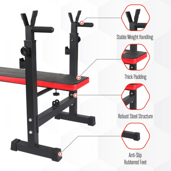 Adjustable Barbell Rack Weight Bench: - Image 2