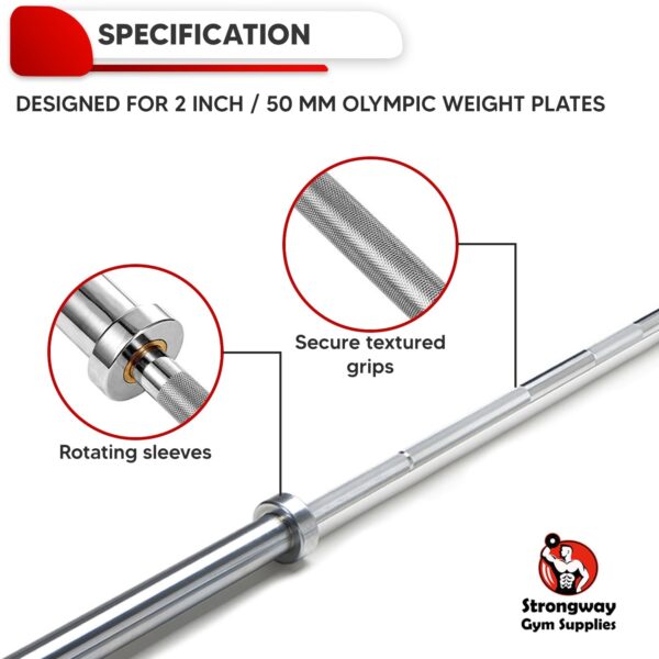 Olympic 6FT Bar Barbell (550LBS/250KG Rated) - Image 2