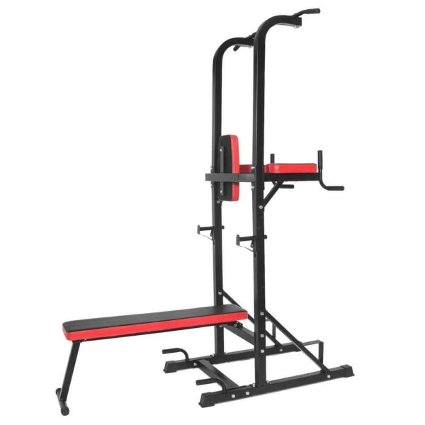 Power Tower Dip Station with Bench and Pull-Up Bar