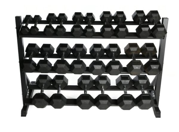 Complete Hex Dumbbells Set with Adjustable Weight Bench and 3 Tier Storage Rack - Image 5