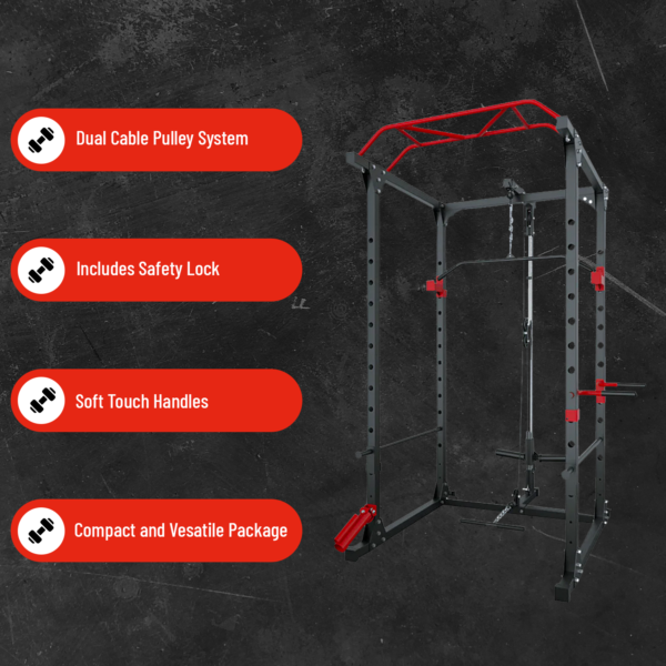 (Squat Rack) Power Cage with Cable Pulley System - Image 6