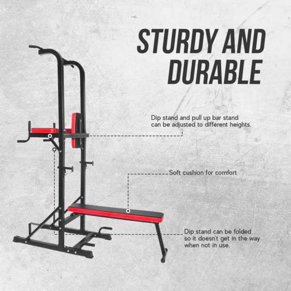 Power Tower Dip Station with Bench and Pull-Up Bar - Image 4