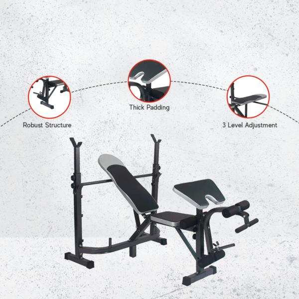 Heavy Duty Weight Bench Adjustable with Barbell Rack - Image 3