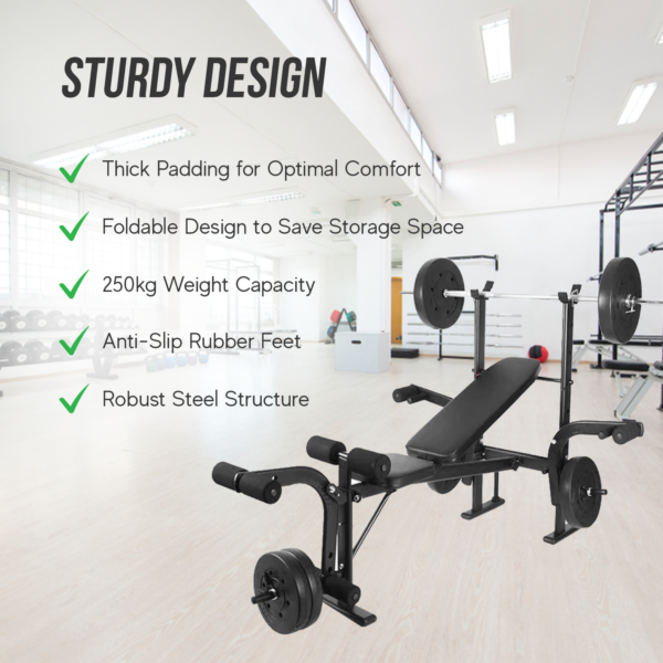 Weight Bench Adjustable with Barbell Rack (Foldable) - Image 3