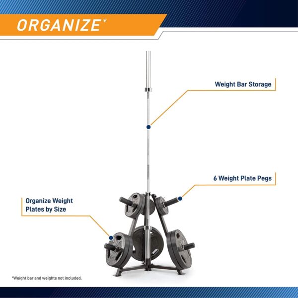 Vertical bar Holder Storage Rack and 6-Peg Weight Plate Tree - Image 2